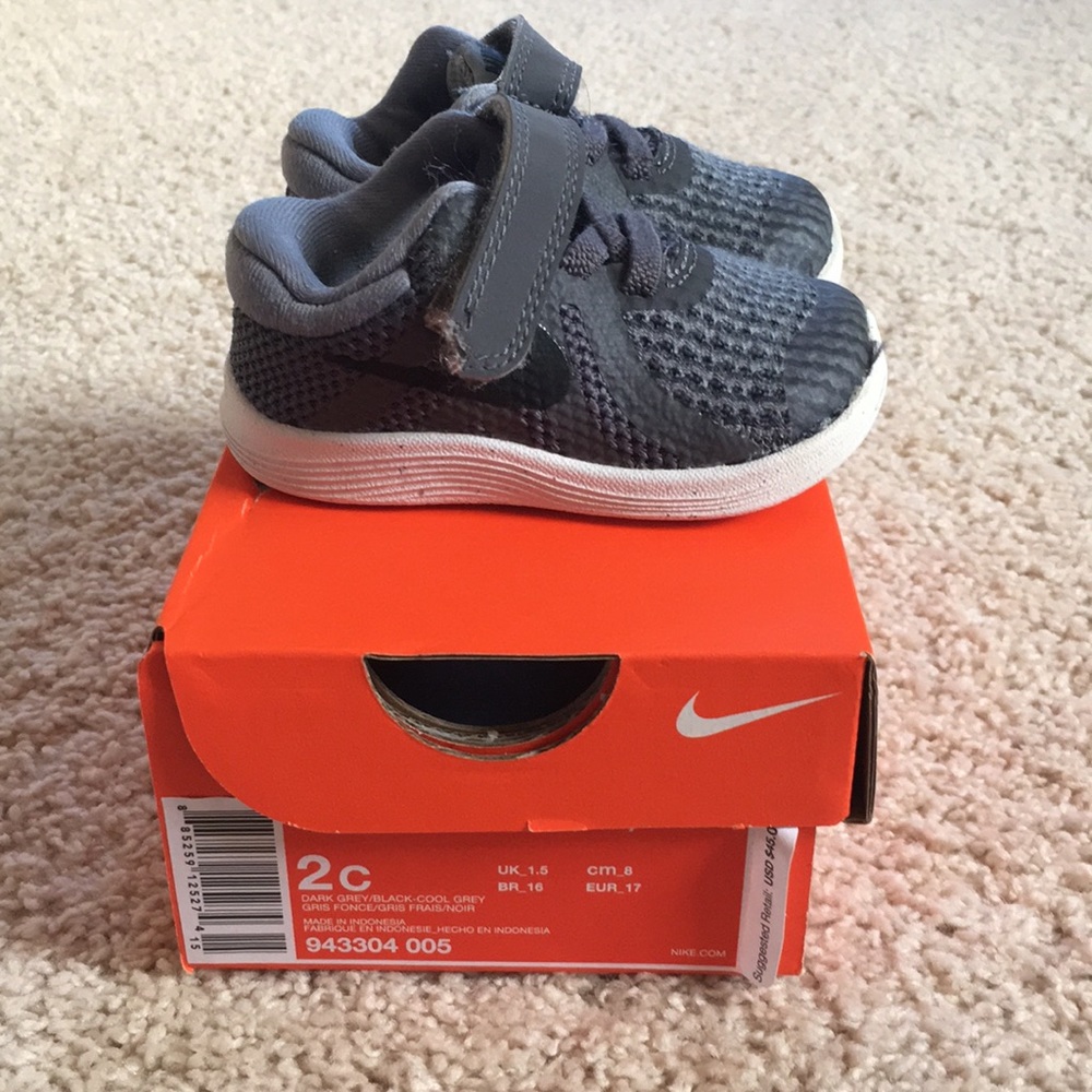 Nike Revolution Sneakers, Size 2c with box
